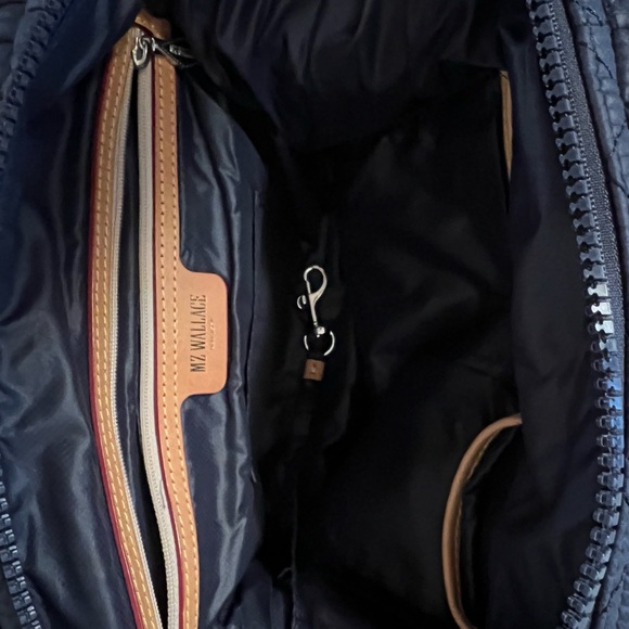MZ Wallace Quilted Crossbody Bag - Navy with beautiful tan leather accents - Picture 4 of 10